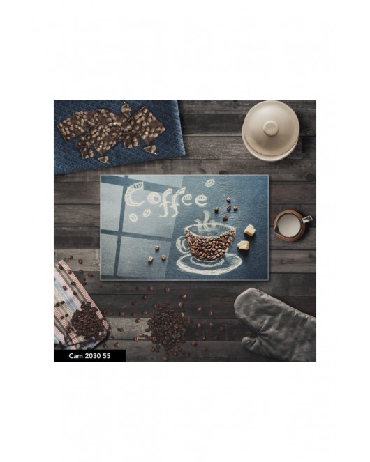 Antibakteriyel Cam Kesme Tahtası | Baskılı Kesim Tablası | 25 x 35 cm