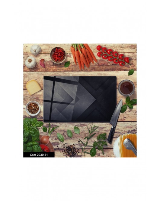 Antibakteriyel Cam Kesme Tahtası | Baskılı Kesim Tablası | 25 x 35 cm