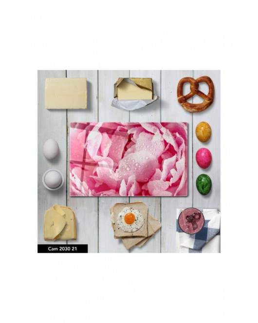 Antibakteriyel Cam Kesme Tahtası | Baskılı Kesim Tablası | 25 x 35 cm