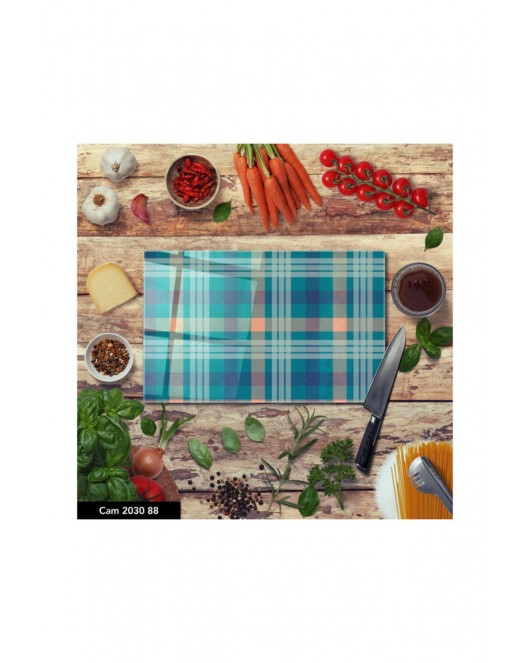 Antibakteriyel Cam Kesme Tahtası | Baskılı Kesim Tablası | 25 x 35 cm