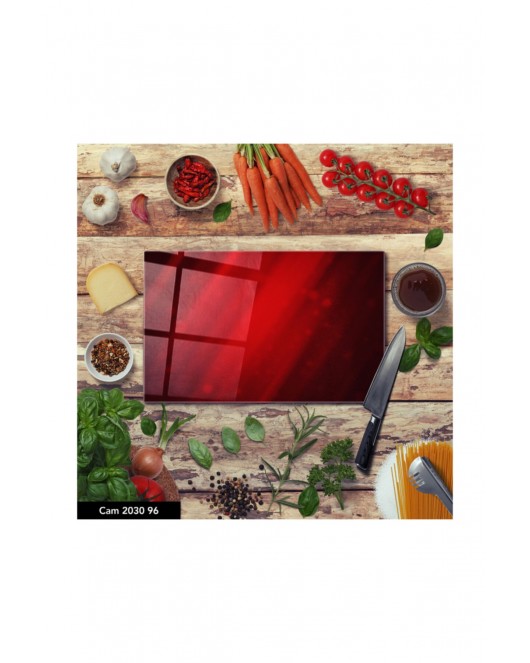 Antibakteriyel Cam Kesme Tahtası Baskılı Kesim Tablası 25 x 35 cm