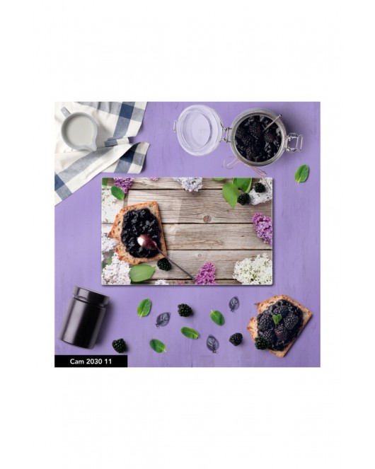 Antibakteriyel Cam Kesme Tahtası | Baskılı Kesim Tablası | 25 x 35 cm