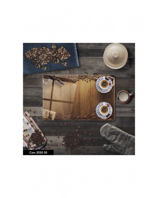 Antibakteriyel Cam Kesme Tahtası | Baskılı Kesim Tablası | 25 x 35 cm