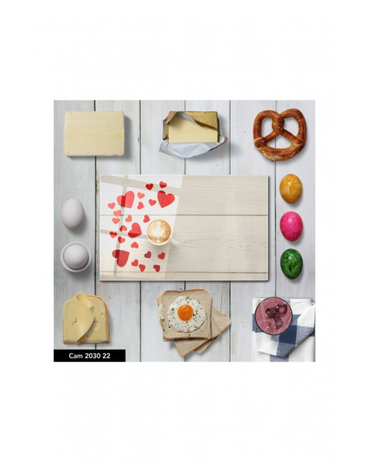 Antibakteriyel Cam Kesme Tahtası | Baskılı Kesim Tablası | 25 x 35 cm