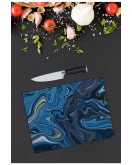 Mavi Mermer Görünümlü Cam Kesme Tahtası 25 x 35 cm