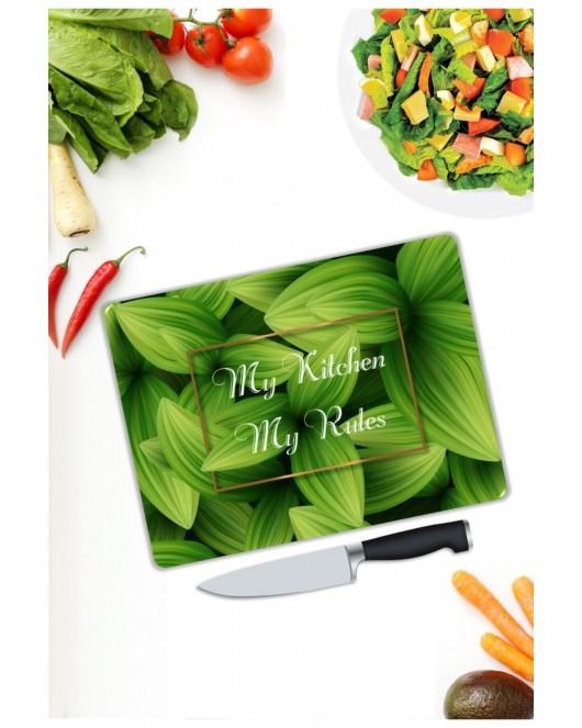My Kitchen My Rules Cam Kesme Tahtası 25 x 35 cm