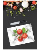 Beyaz Mermer Görünümlü Cam Kesme Tahtası 25 x 35 cm