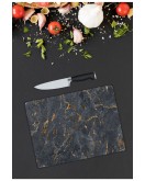 Siyah Mermer Görünümlü Cam Kesme Tahtası 25 x 35 cm