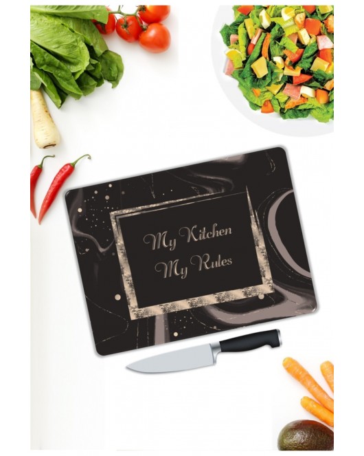 My Kitchen My Rules | Cam Kesme Tahtası | 25 x 35 cm