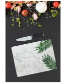 Beyaz Mermer Görünümlü Cam Kesme Tahtası 25 x 35 cm