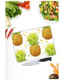 Ananas Desenli Cam Kesme Tahtası 25 x 35 cm