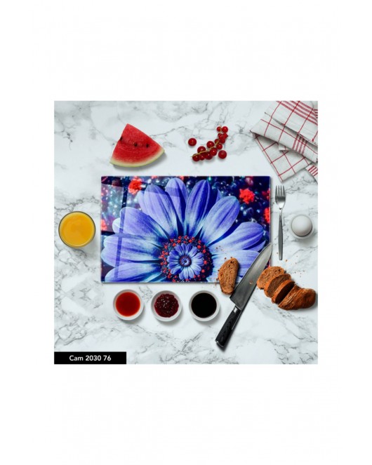 Cam Kesme Tahtası | Baskılı Kesim Tablası | Temperli | 25 x 35 cm
