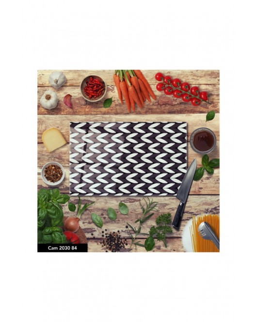 Cam Kesme Tahtası | Baskılı Kesim Tablası | Temperli | 25 x 35 cm