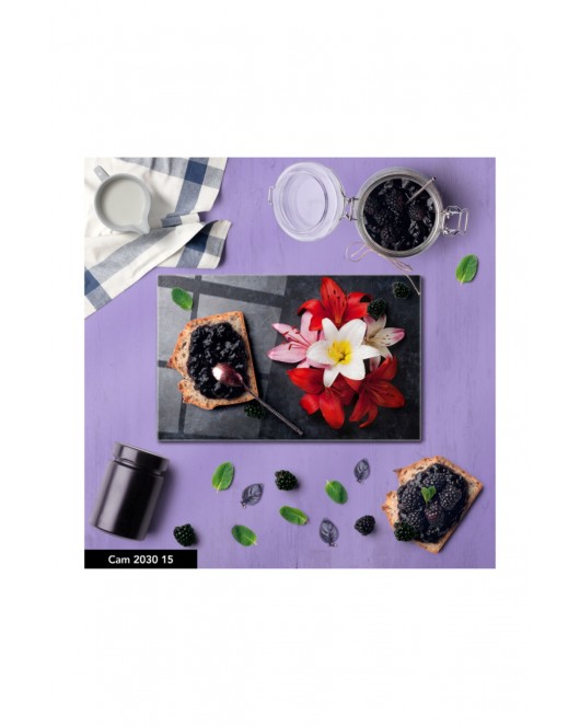 Cam Kesme Tahtası Baskılı Kesim Tablası 25 x 35 cm