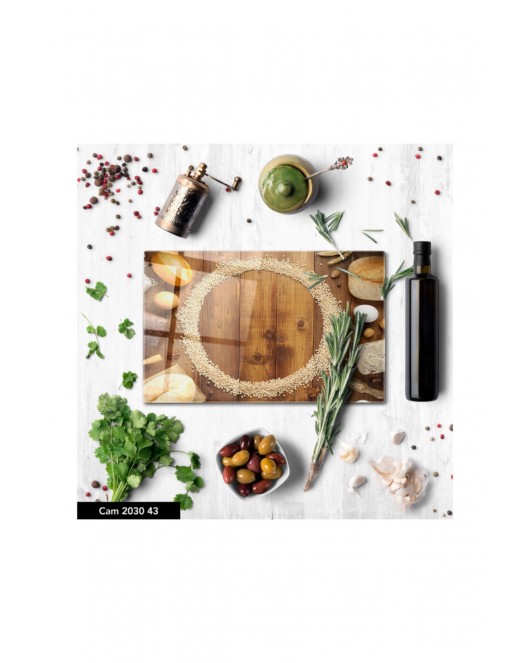 Cam Kesme Tahtası | Baskılı Kesim Tablası | Temperli 25 x 35 cm